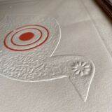Painted and embossed design, glazed wooden frame
