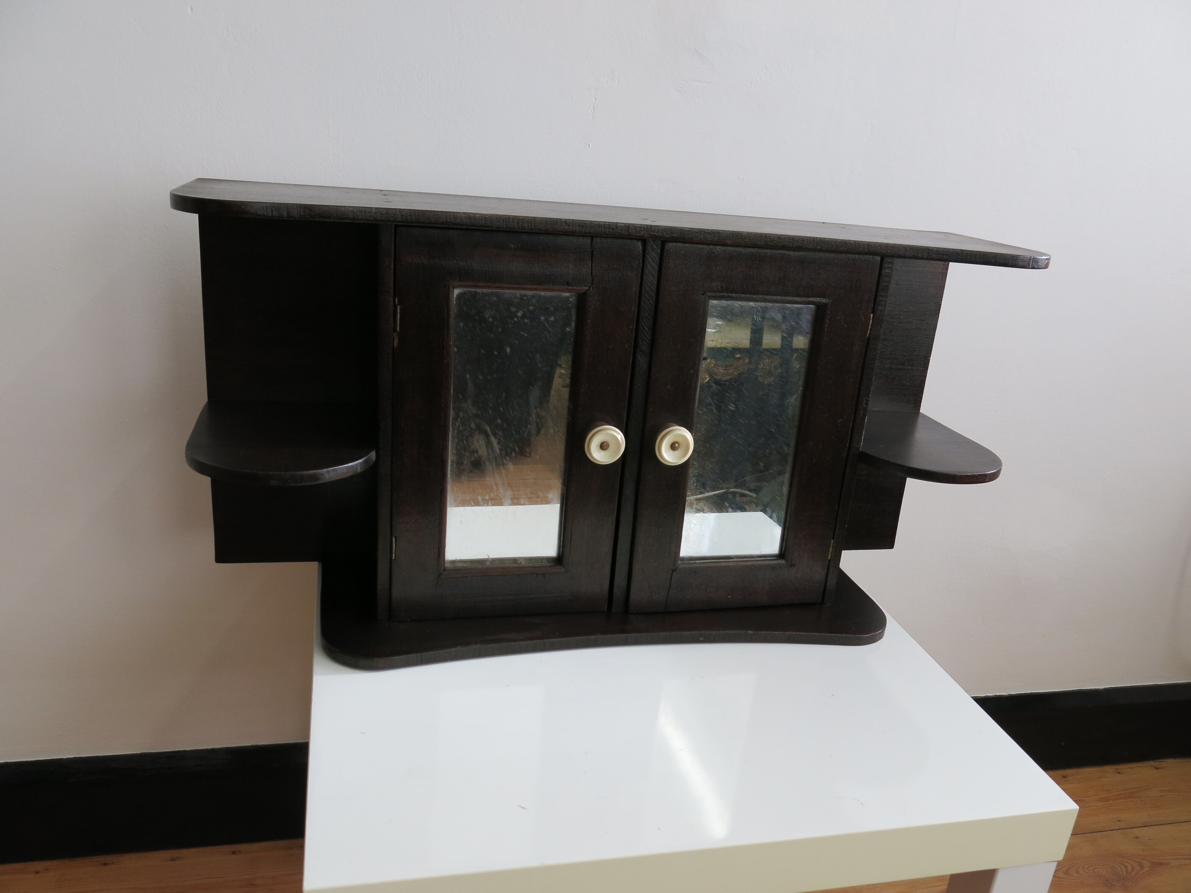 Old mirror wall-mounted toilet cabinet