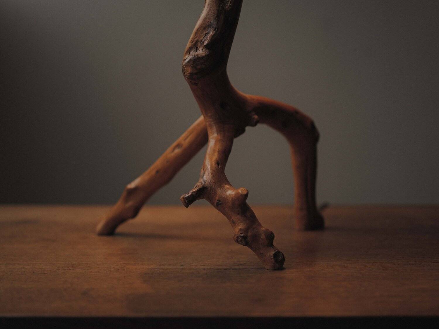 Brutalist lamp in olive wood, Provence, 1970s