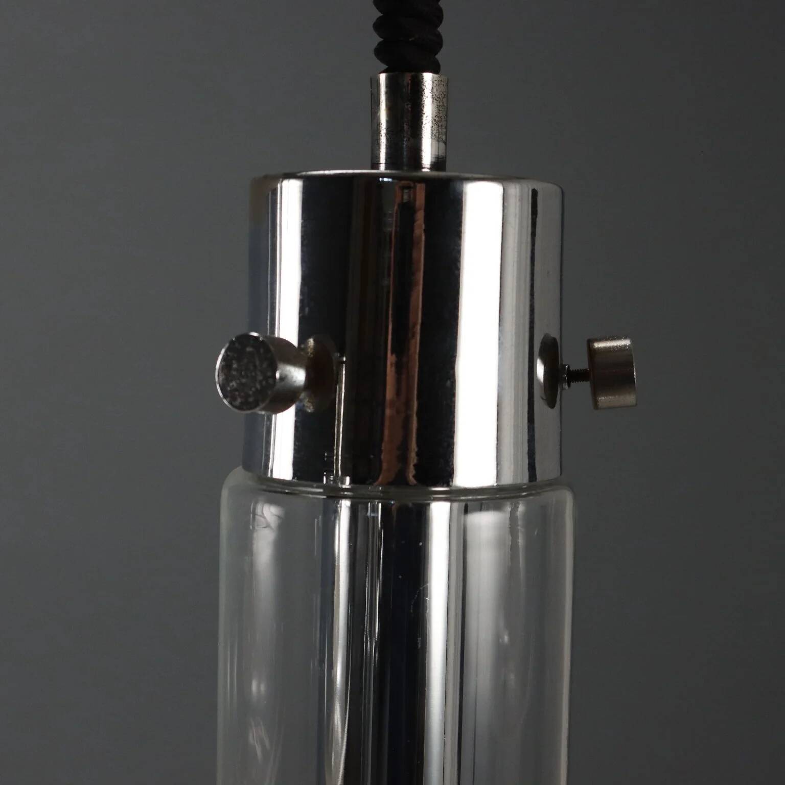 Lustre vintage en métal chromé et verre, design, Italie, années 1960