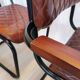 Set of 6 Vintage Cognac Leather Dining Chairs: Quilted Industrial Armchair