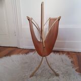 Camel leather and brass magazine holder