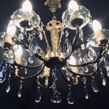 8 lights, crystal, bronze and brass chandelier