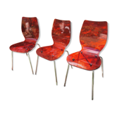lot de 3 chaises plexiglass vintage
