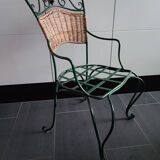 Metal and rattan chair with vine and grape decor