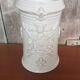 Old White Ceramic Vase Vintage Coat of Arms Decor #A697