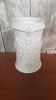 Old White Ceramic Vase Vintage Coat of Arms Decor #A697