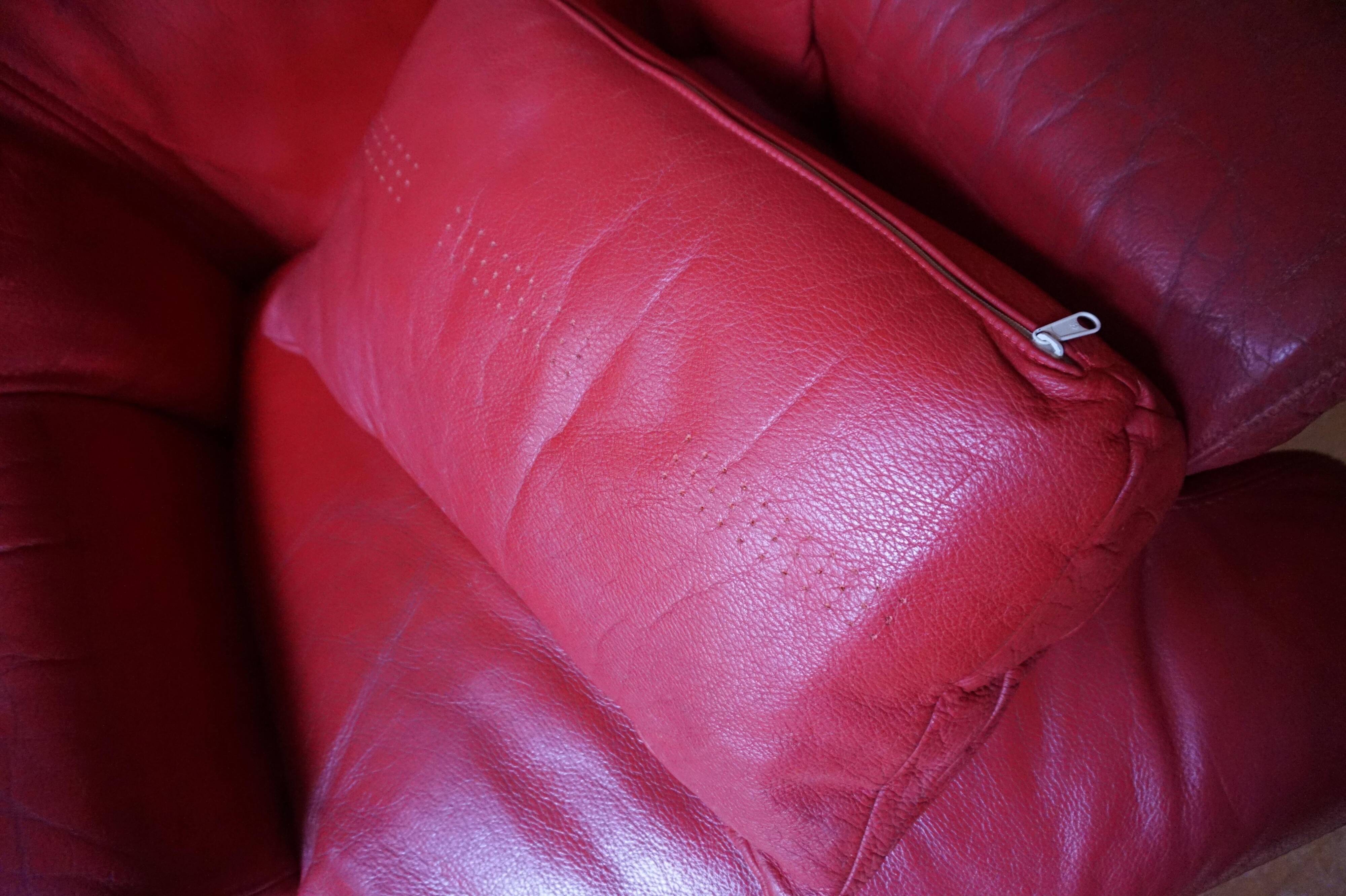 Vintage red leather Lounge Chair by Calia Italia, 1990s
