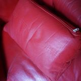 Vintage red leather Lounge Chair by Calia Italia, 1990s
