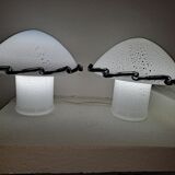 Pair vintage murano mushroom table lamps