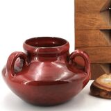 Blood red ceramic handled vase by Max Idlas, 1960s.