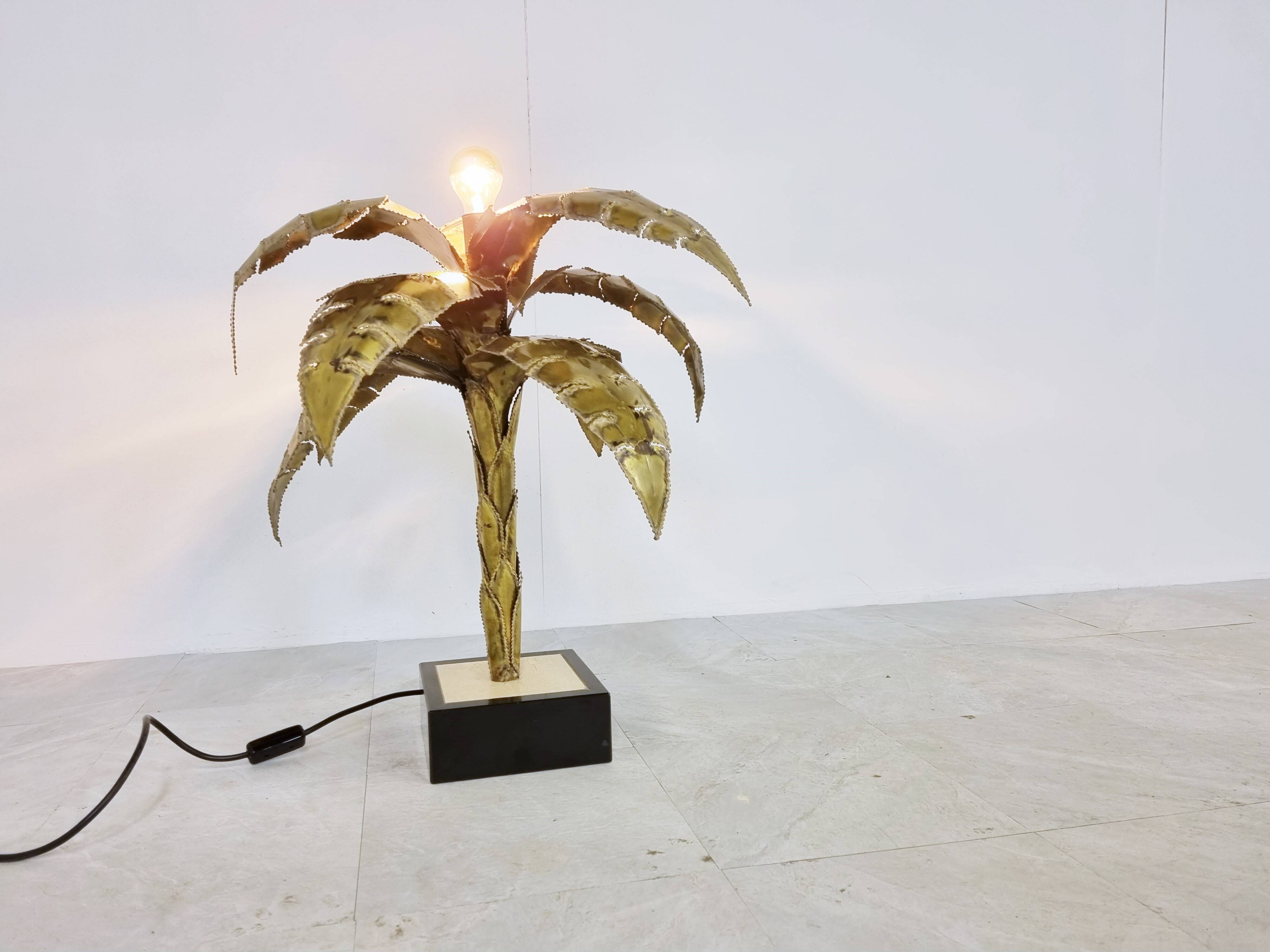 Maison jansen palm table lamp, 1970s