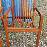 Stackable chair-armchair in solid teak with cushion by Vlaemynck