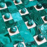 Vintage octagonal solitaire ring in malachite and bakelite from the 1950s-60s