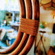 Round rattan mirror