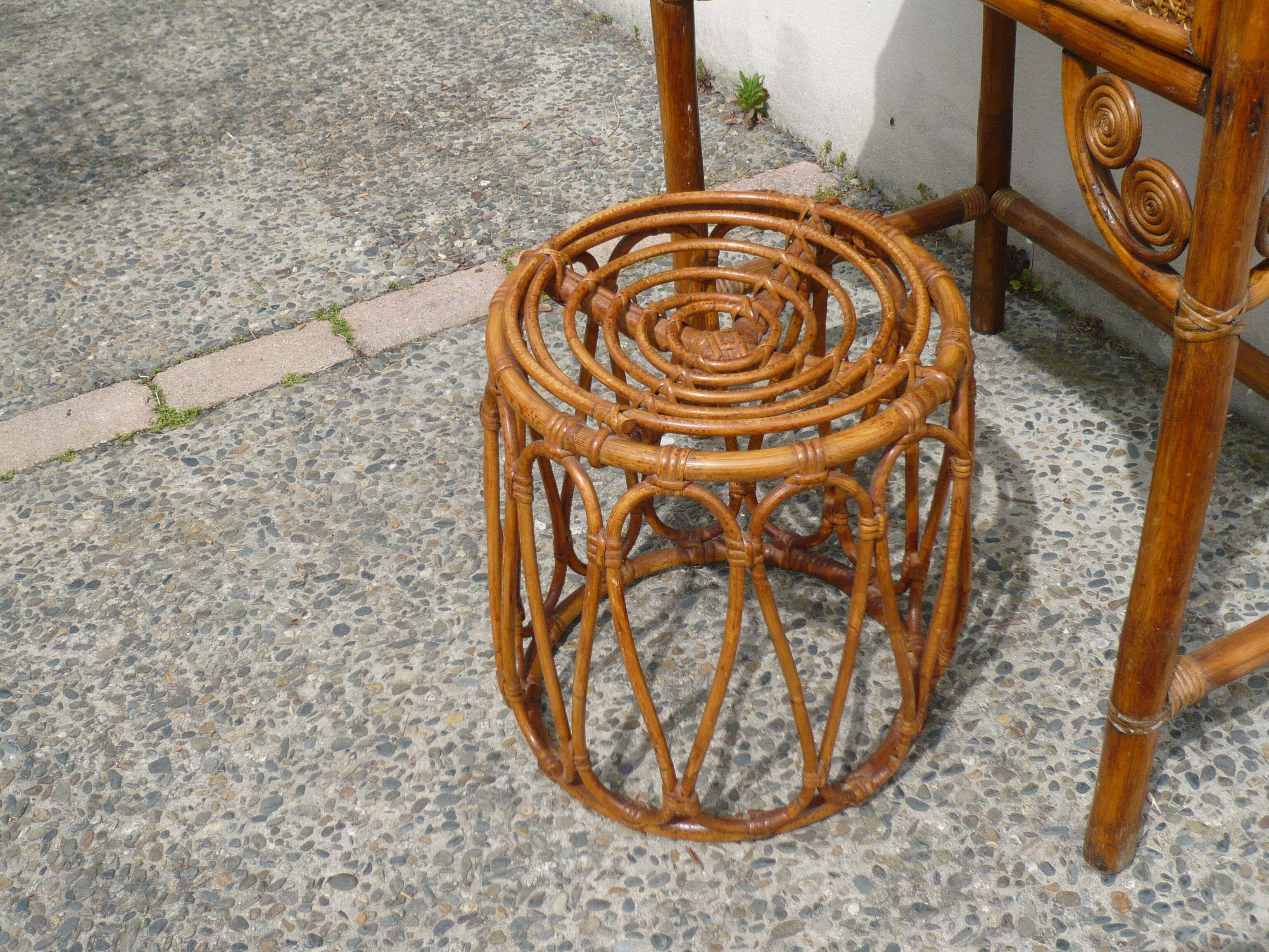 Vintage rattan stool