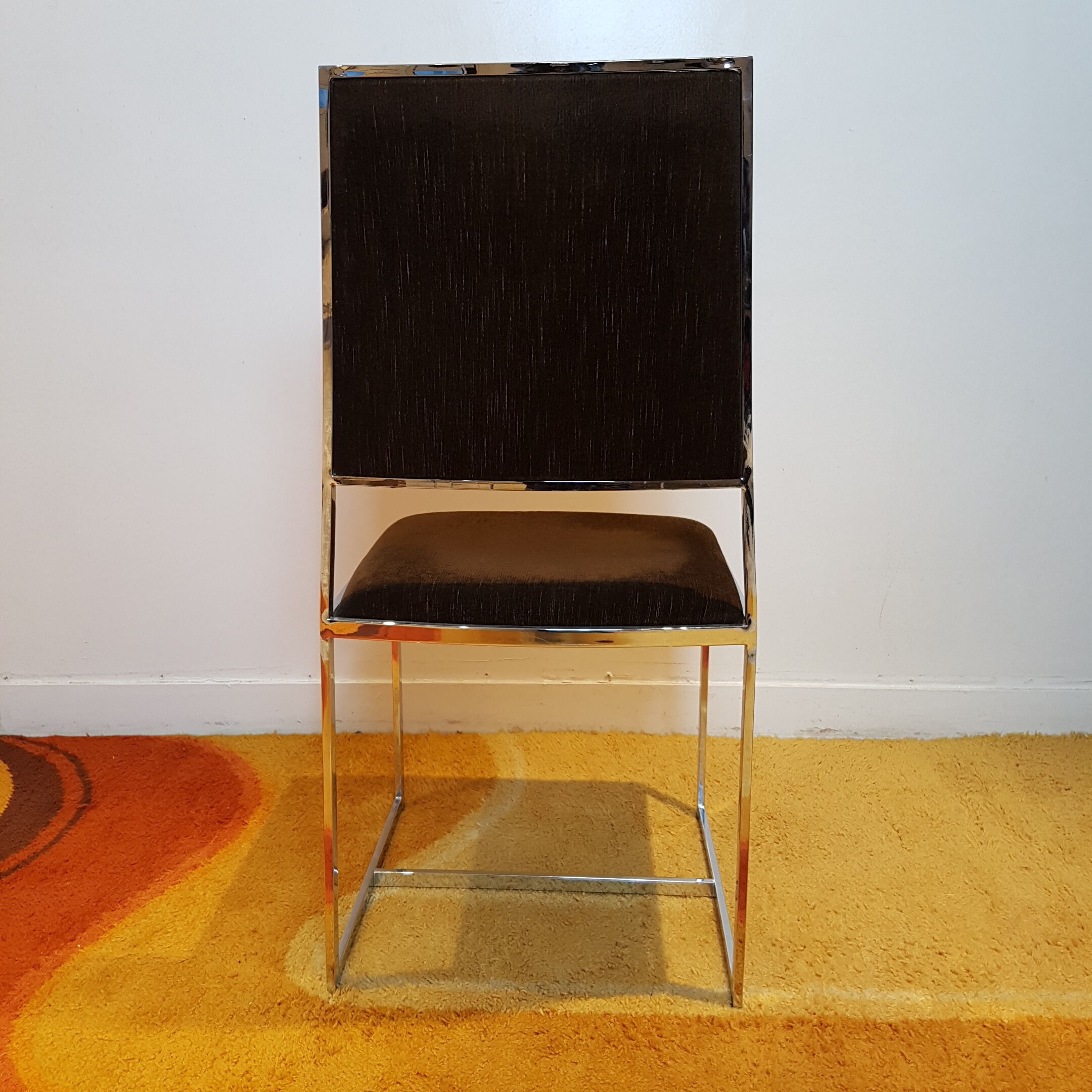 Chrome and velvet chairs