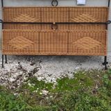 Black metal and rattan bed frame