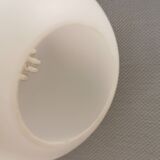 Old hanging lamp in milky white opal glass and brass top/suspension. Danish design 1930s