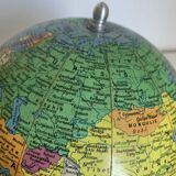 Globe terrestre vintage 1960 Girard et Barrère bois mappemonde - 29 cm