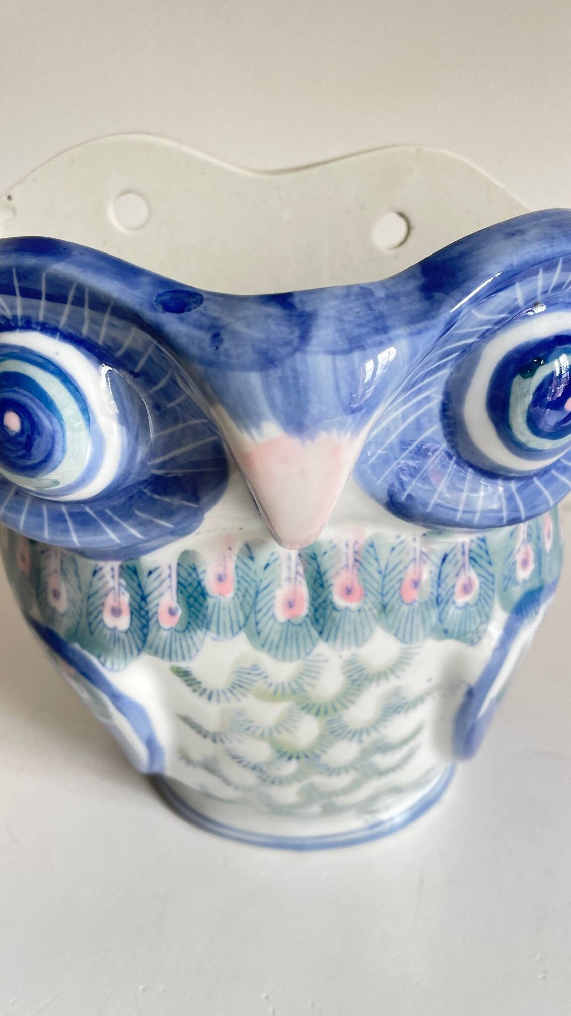 Vintage Chinese Porcelain Owl Planter