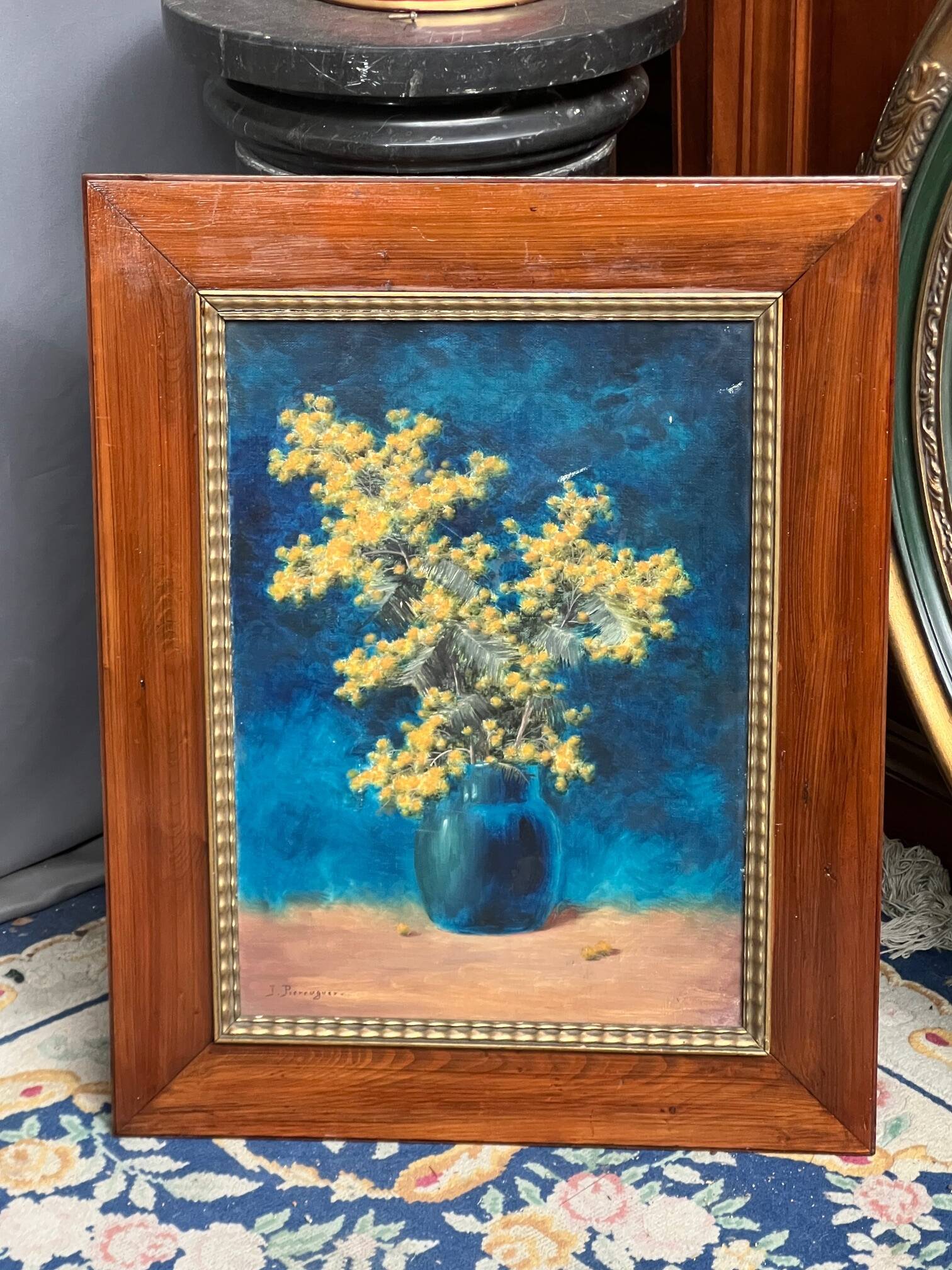 Jules-Joseph Pierrugues (born in 1866). "Still Life with Mimosa."