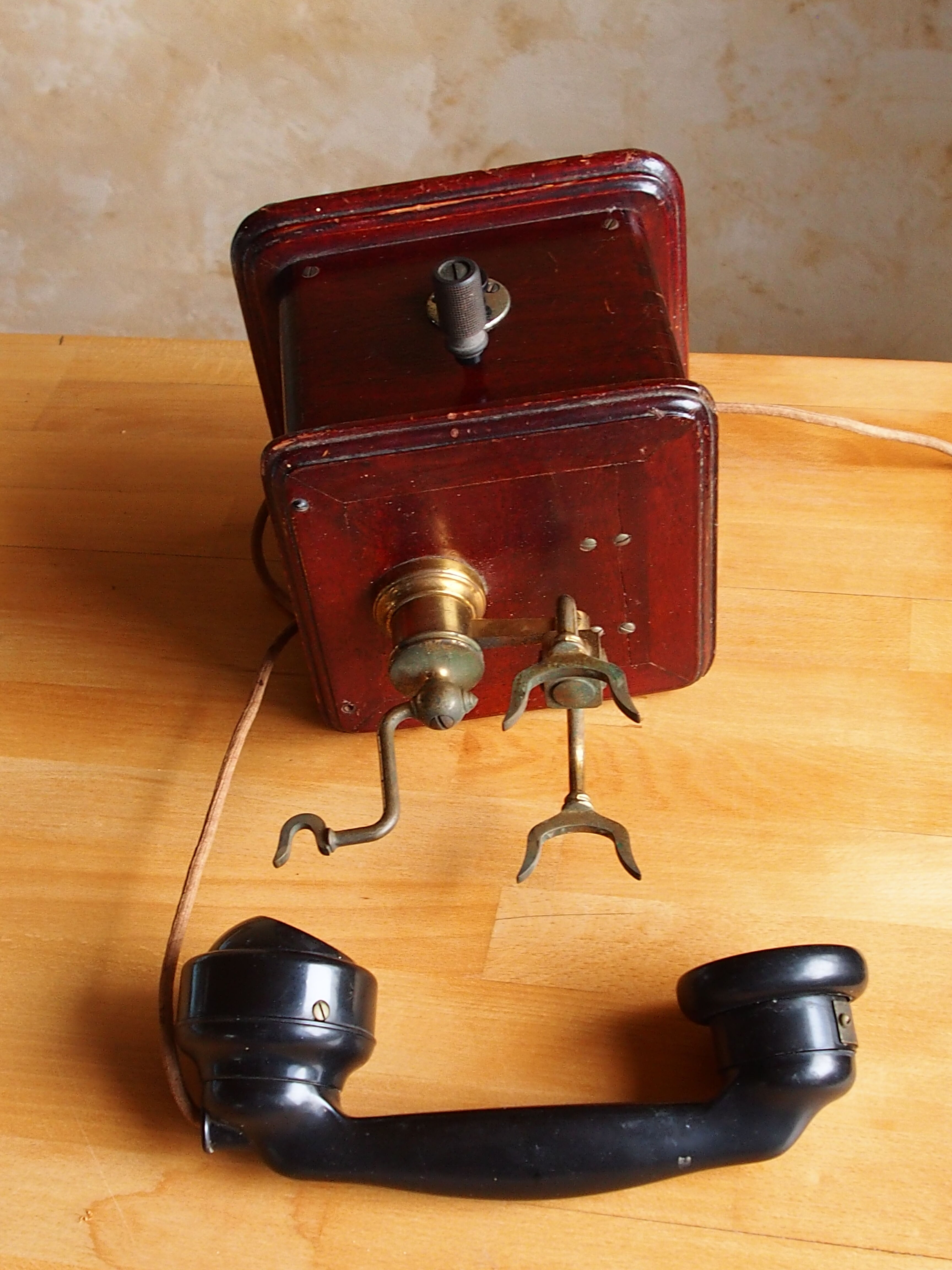 Ericsson antique telephone in wood and bakelite