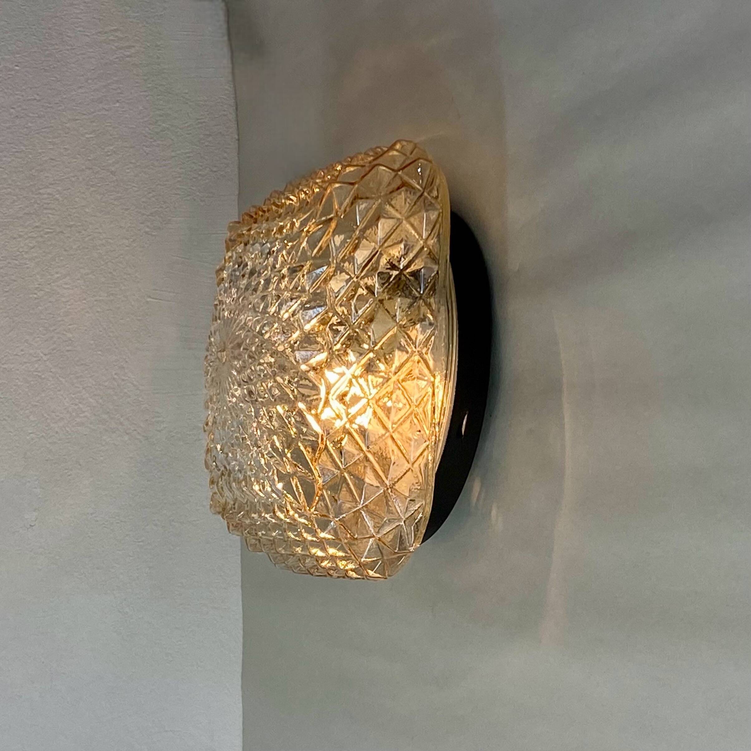 Wall light ceiling light amber glass gold 1970 1980 LAMP-7327