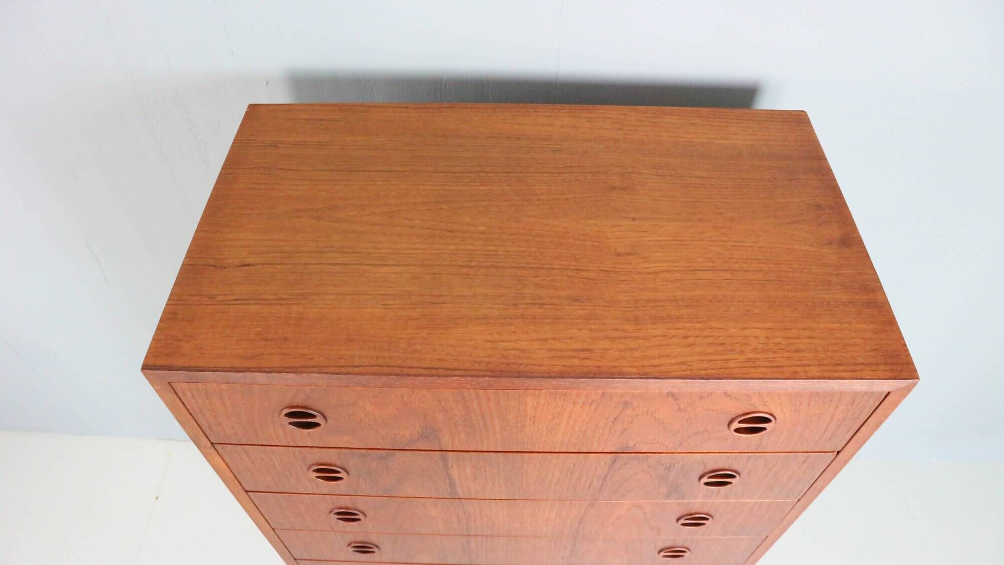 Mid-century modern Danish chest of seven drawers, tallboy in teak, 1960s
