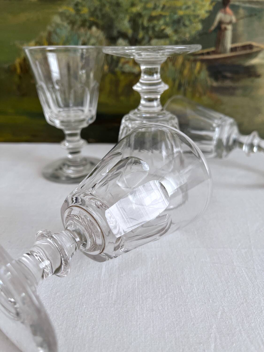 4 antique crystal wine glasses Caton Saint Louis Baccarat