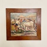 French Artist, Expressionist Scene, Oil Painting, 1941, Framed