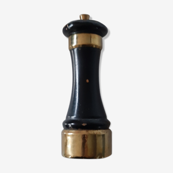 Wood and brass pepper mill