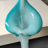 Soliflore vase in floral shape/Arum Flower. In opaline/blown glass. High 34 cm