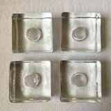 Set of 4 pressed glass ice cube candle holders