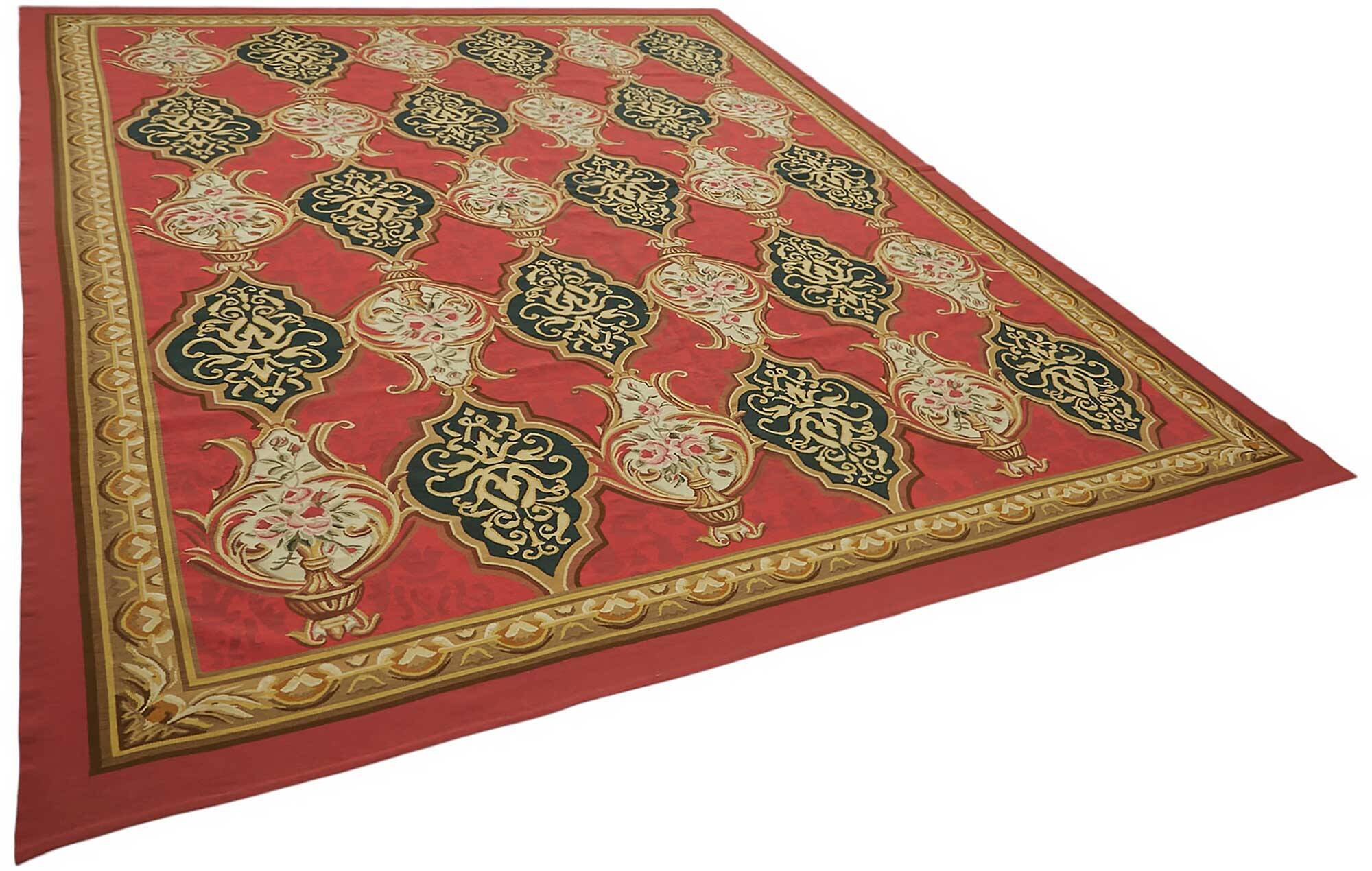 Handmade European Vintage Aubusson Kilim 272 cm x 346 cm