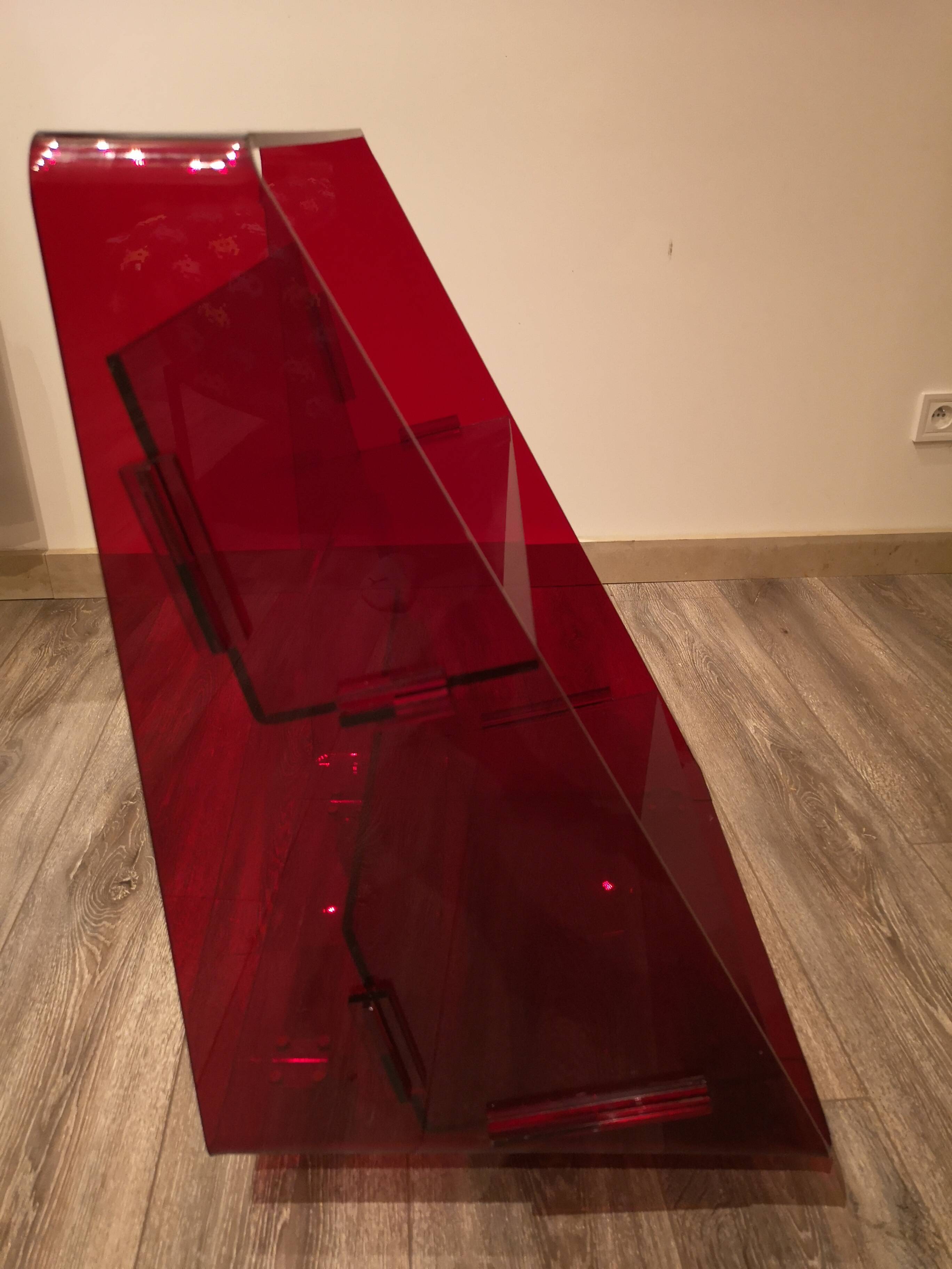 Red Plexiglas Bookshelf