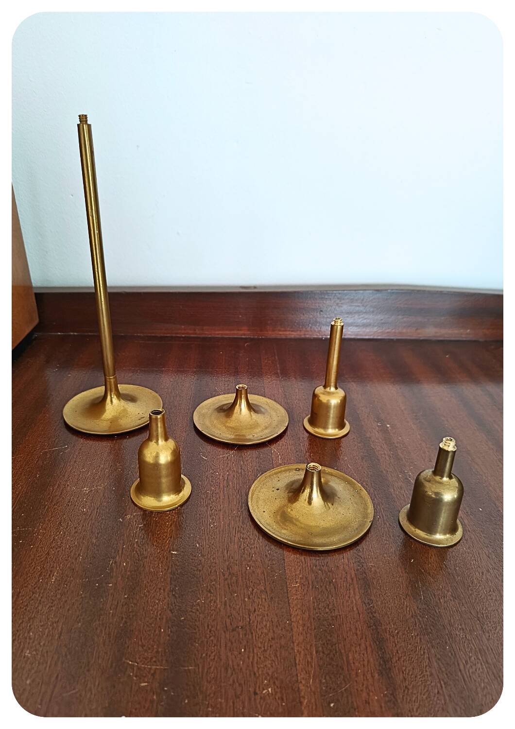 Bougeoirs vintage en laiton en forme de tulipe - lot de 3