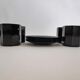 Set of 4 coffee cups and their black saucers Octime Arcoroc
