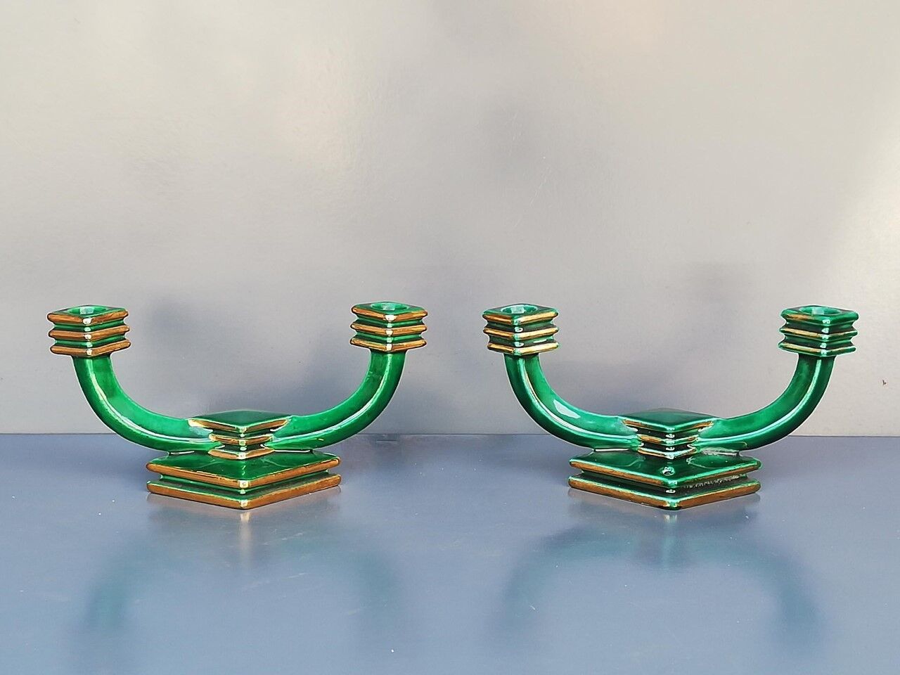 Pair of Art Deco candle holders 40s