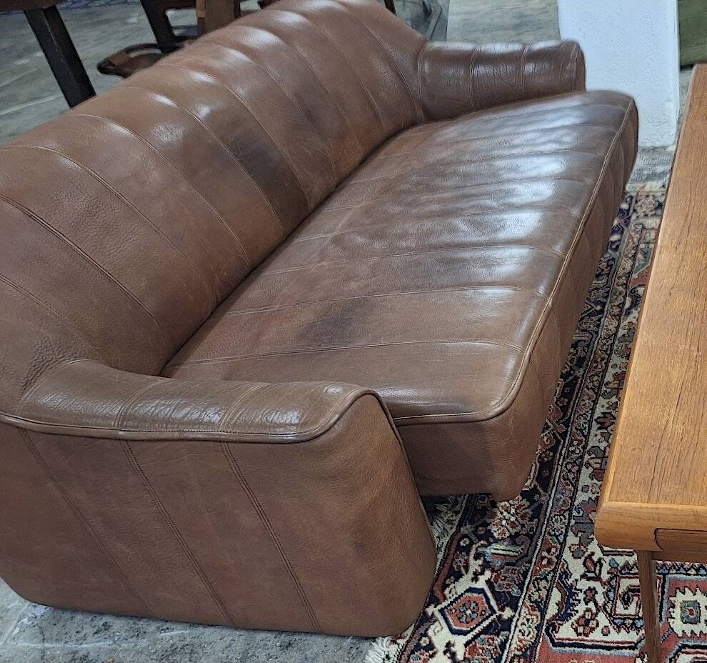 De Sede DS44 buffalo leather 3-seater sofa, 1970s