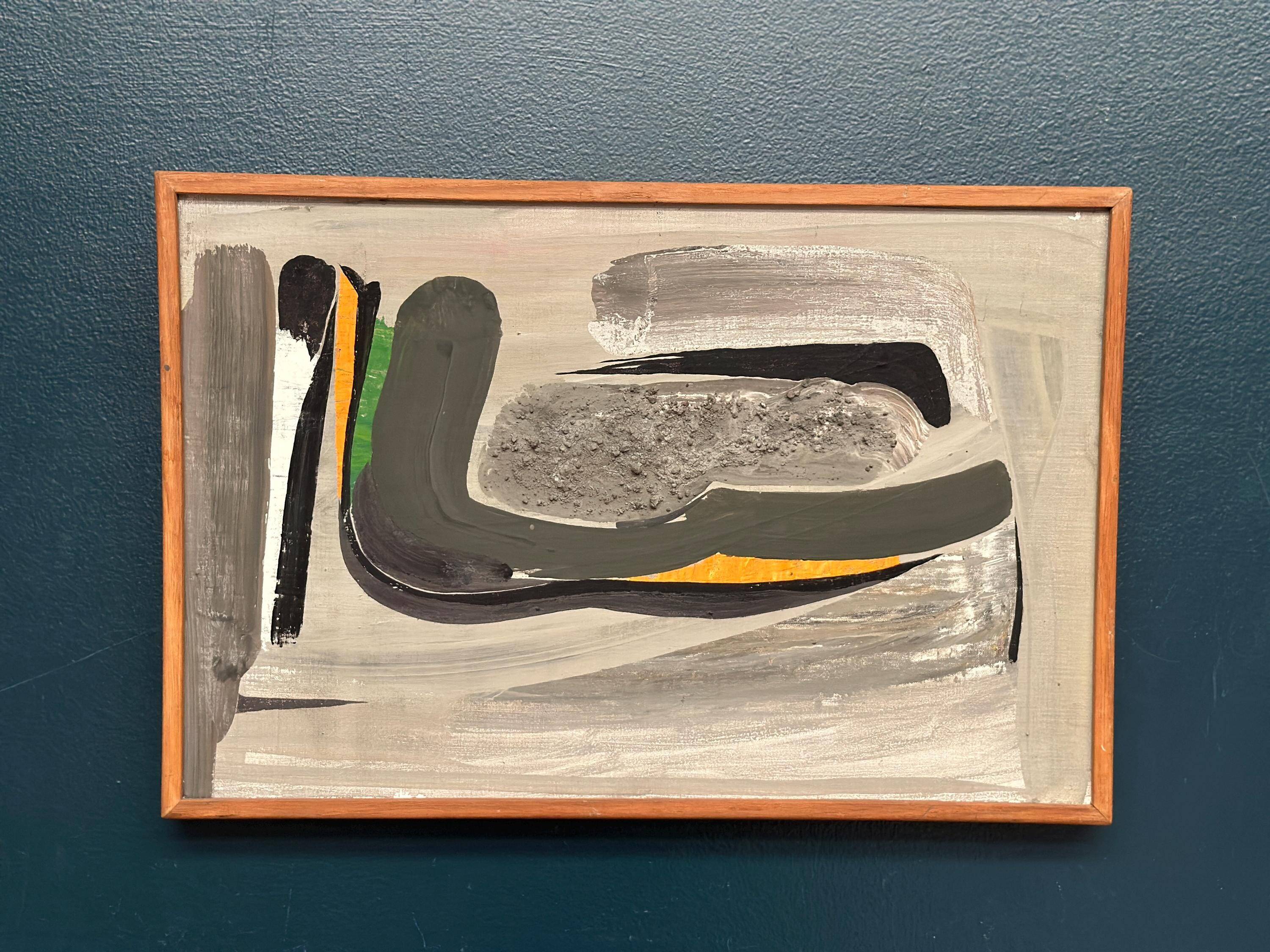 Huile sur toile originale suédoise – “Composition” attribuée à Olof Arén