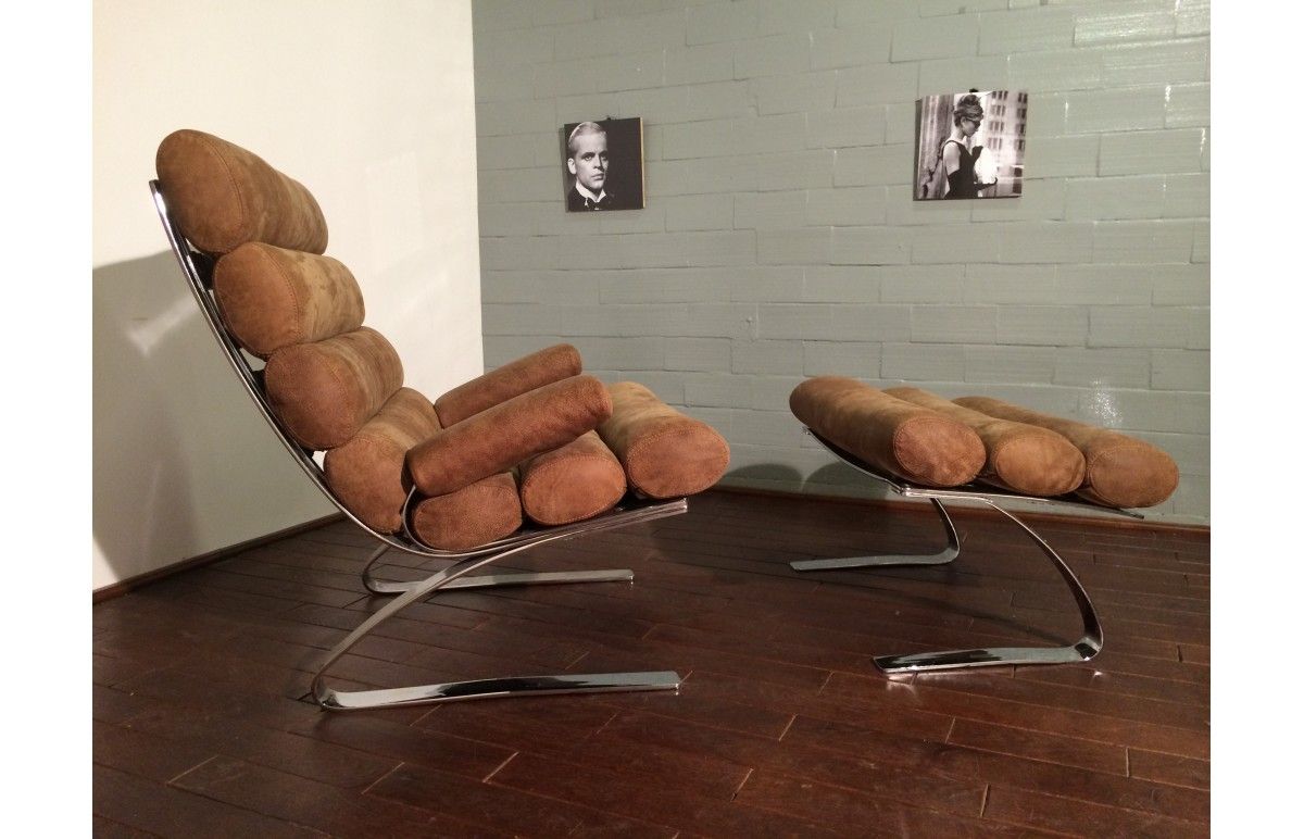 Vintage Sinus armchair and Pouf by Reinhold Adolf and Hans - Jürgen Schrapfer for Horn, 1970 s