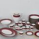 Elegant mid-century Japanese bone china service for 12 in white and noble red