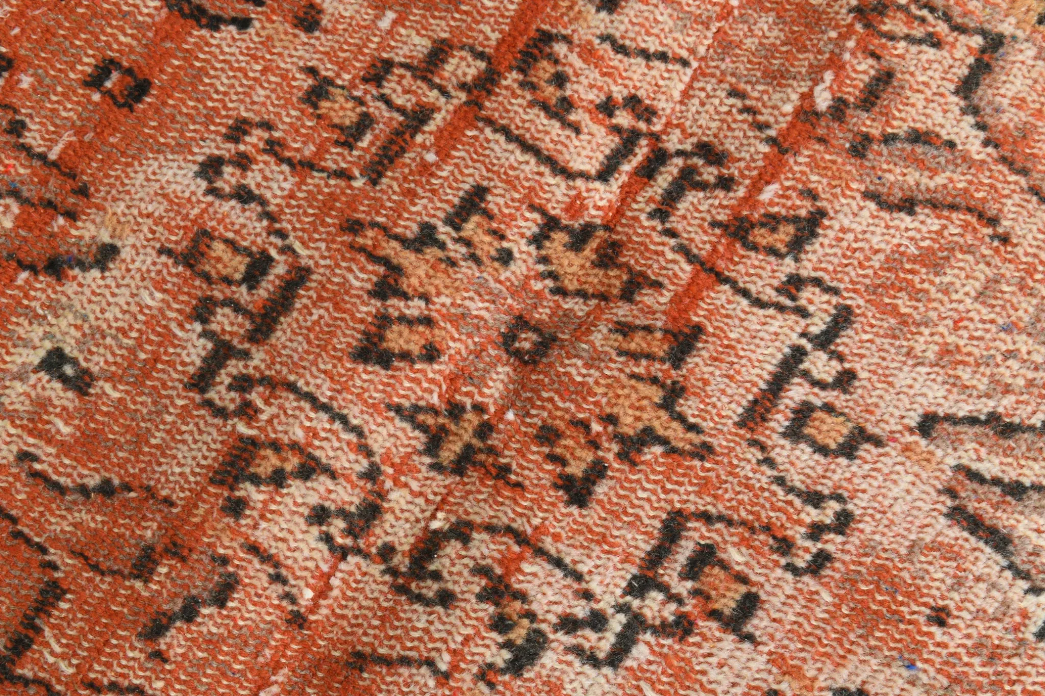 Terracotta & Red Vintage Persian Rug, Turkish Handmade Wool Rustic Carpet
