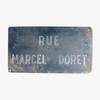 Plaque de rue en métal " rue marcel doret "