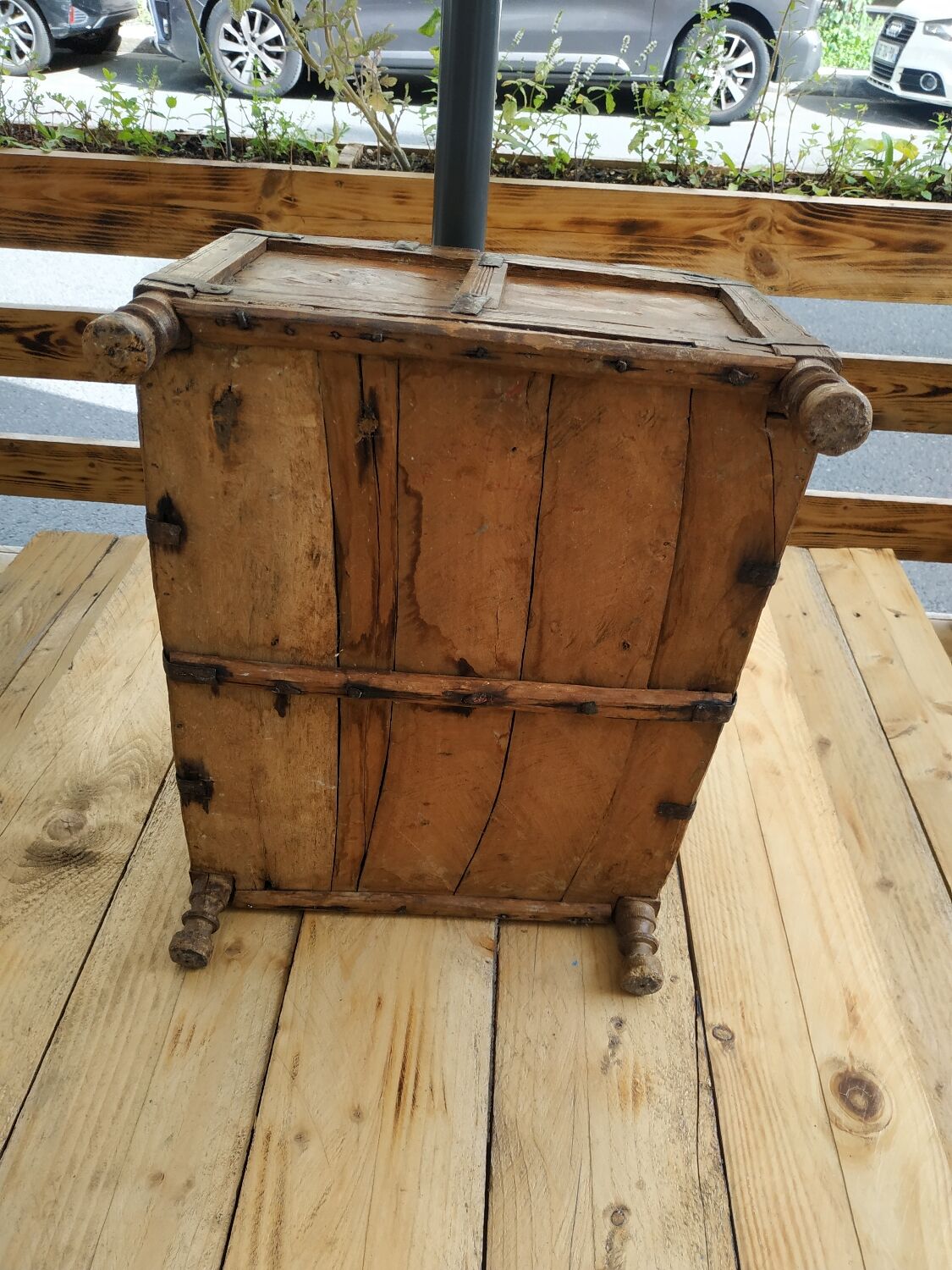 Carved wooden wedding chest
