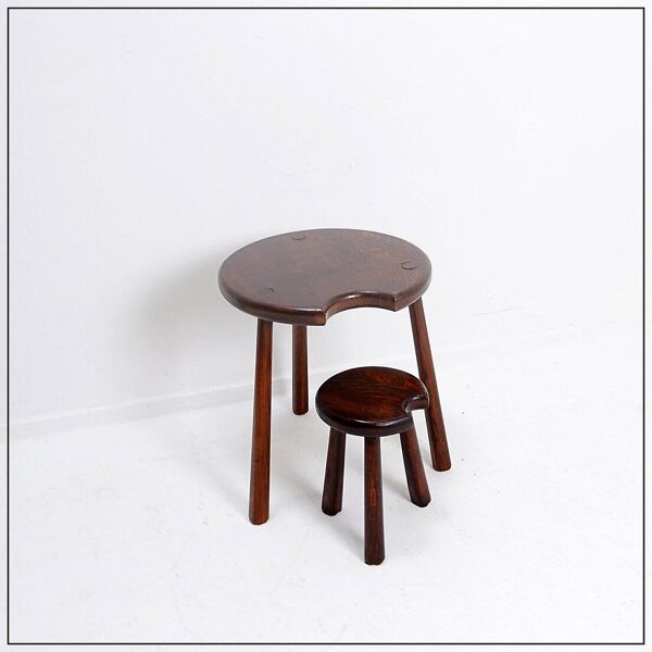 Ensemble de 2 tables tripodes brutalistes