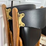 2 folding chairs wood and skaï