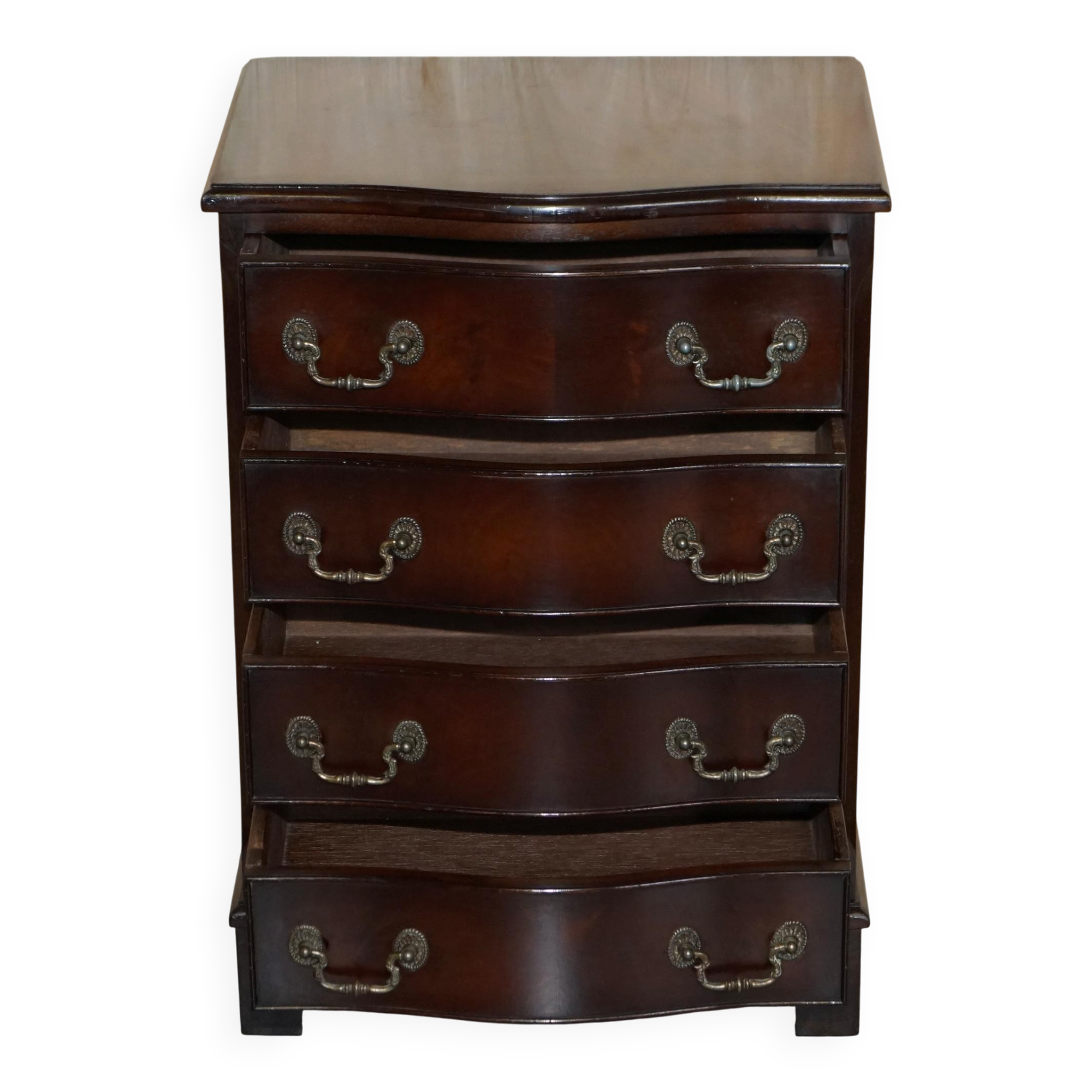 Vintage serpentine front hardwood chest of drawers