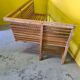Vintage french beech wooden sauna or salon corner bench, second half 20th century
